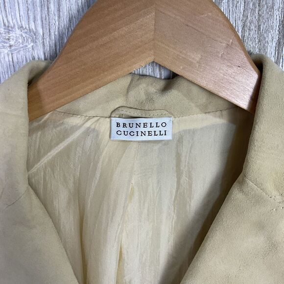 Brunello Cucinelli Vera Pelle Asymmetric Draped Leather Blazer Jacket Italian Si - Picture 9 of 14